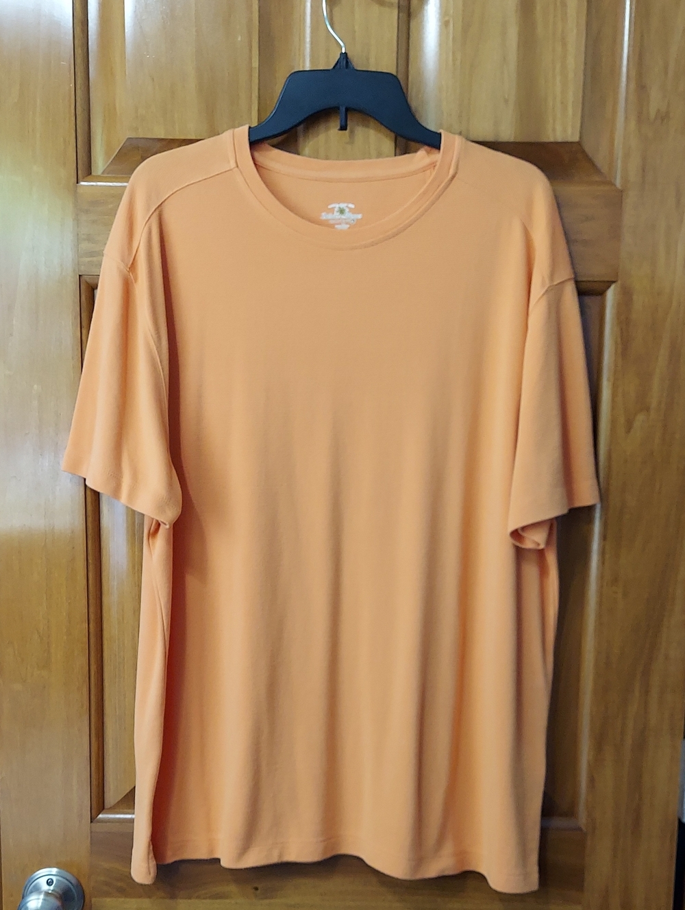 Island Shores Men's Lightweight Orange Short-Sleeve Ribbed Tee Shirt, Size Large